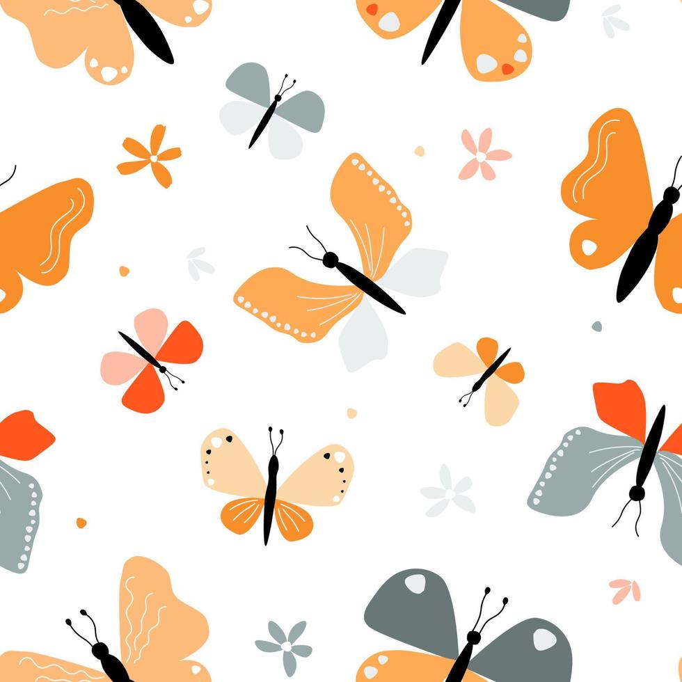 Seamless pattern with butterflies. Summer abstract bright print. Vector graphics.