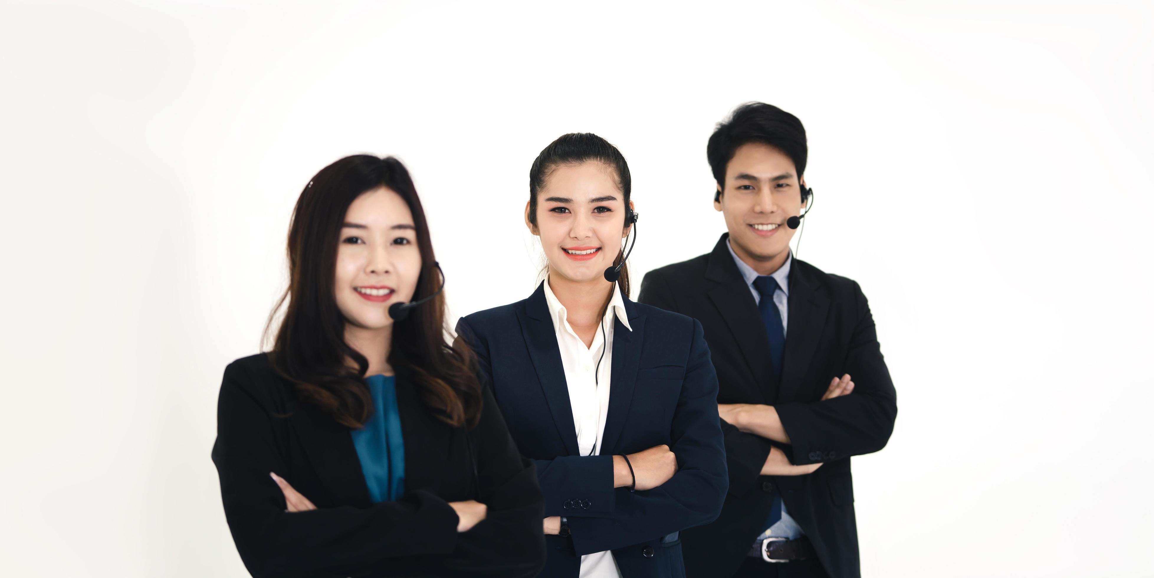 Call center business staff asian team woman and man. 6853755 Stock Photo at  Vecteezy