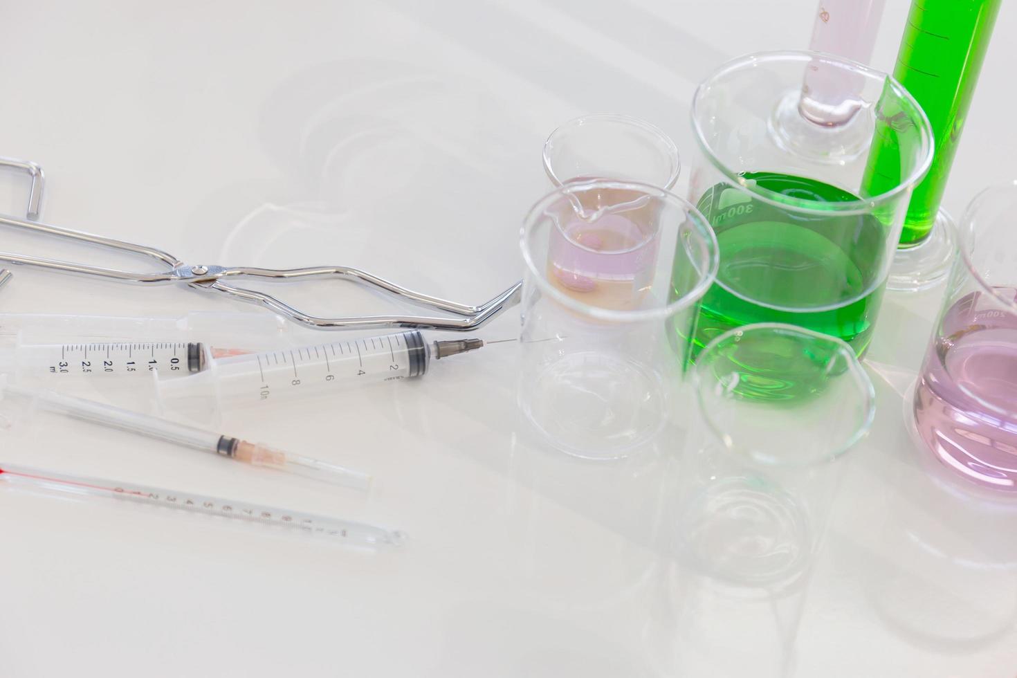 Active medical equipment placed on the operating table in the laboratory photo