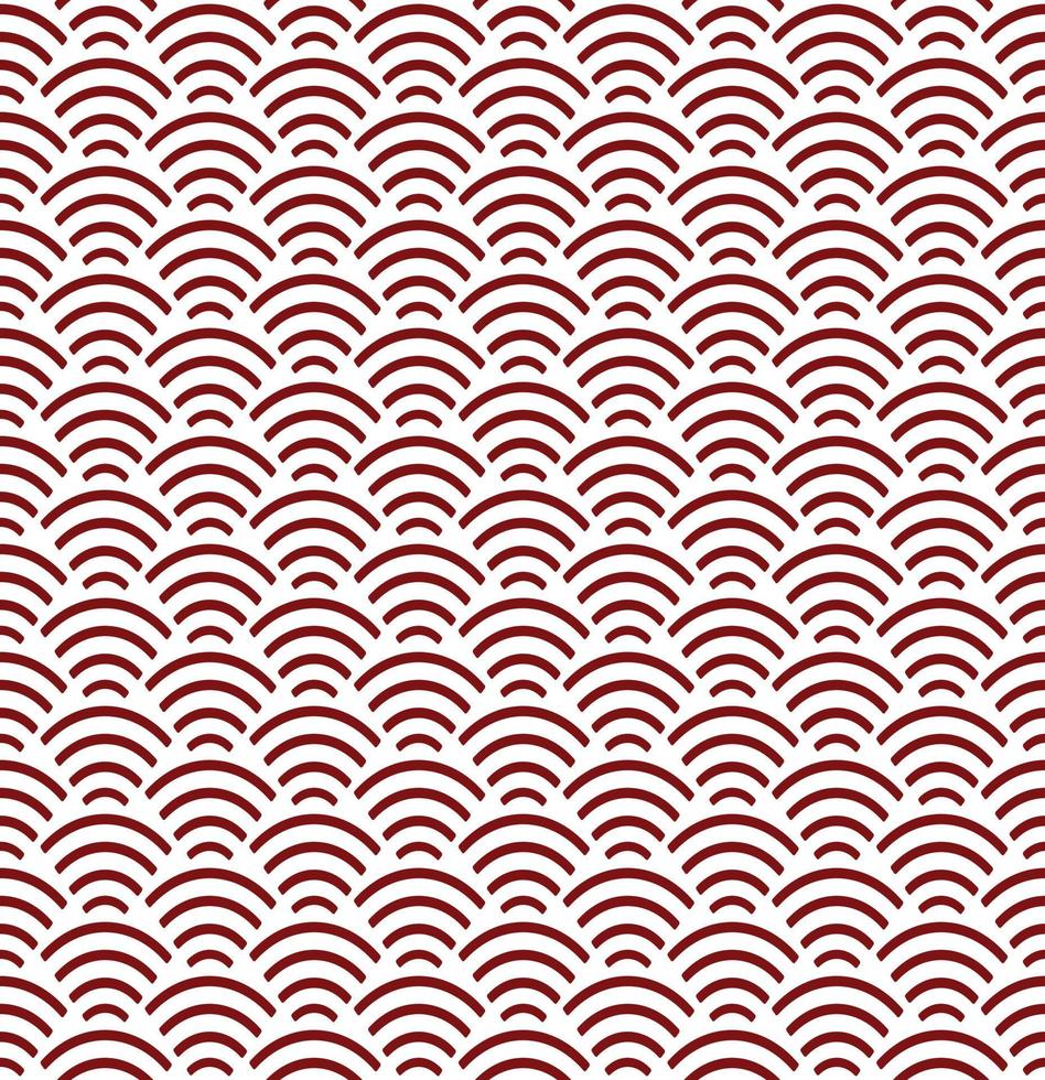 Abstract seamless pattern in eastern asian style. Japanese wave dark red ornament on white background. Simple geometric texture for AAPI heritage month. vector