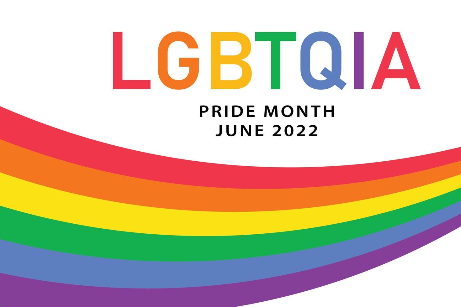 LGBTQIA pride month June 2022 - horizontal poster template with rainbow flag, LGBT symbol. Vector banner design for social media
