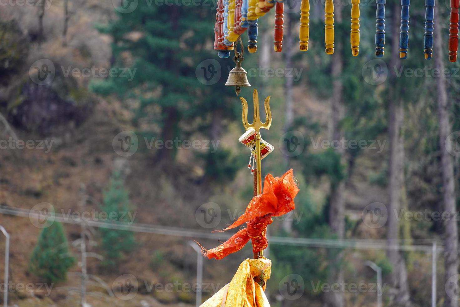 Close view of shiva's trishul hindu god shiva symbol photo