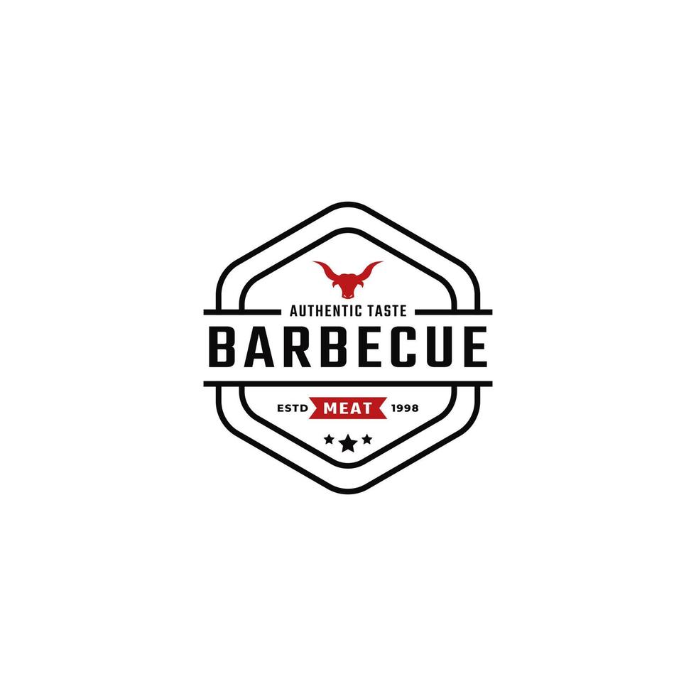 barbacoa parrilla logo vector diseño inspiración