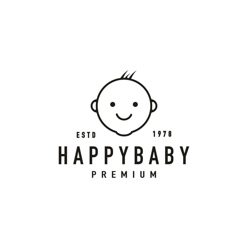 Happy Baby Toddler Babies Logo Vector Hipster Retro Vintage Design Inspiration
