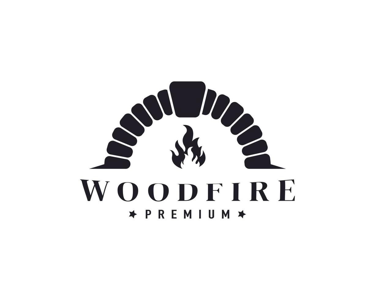 Vintage Firewood Oven and Wood fired Concept Logo Design Inspiration vector