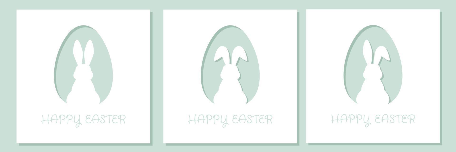 Paper easter egg shape with bunny silhouette. Easter rabbit inside egg. vector