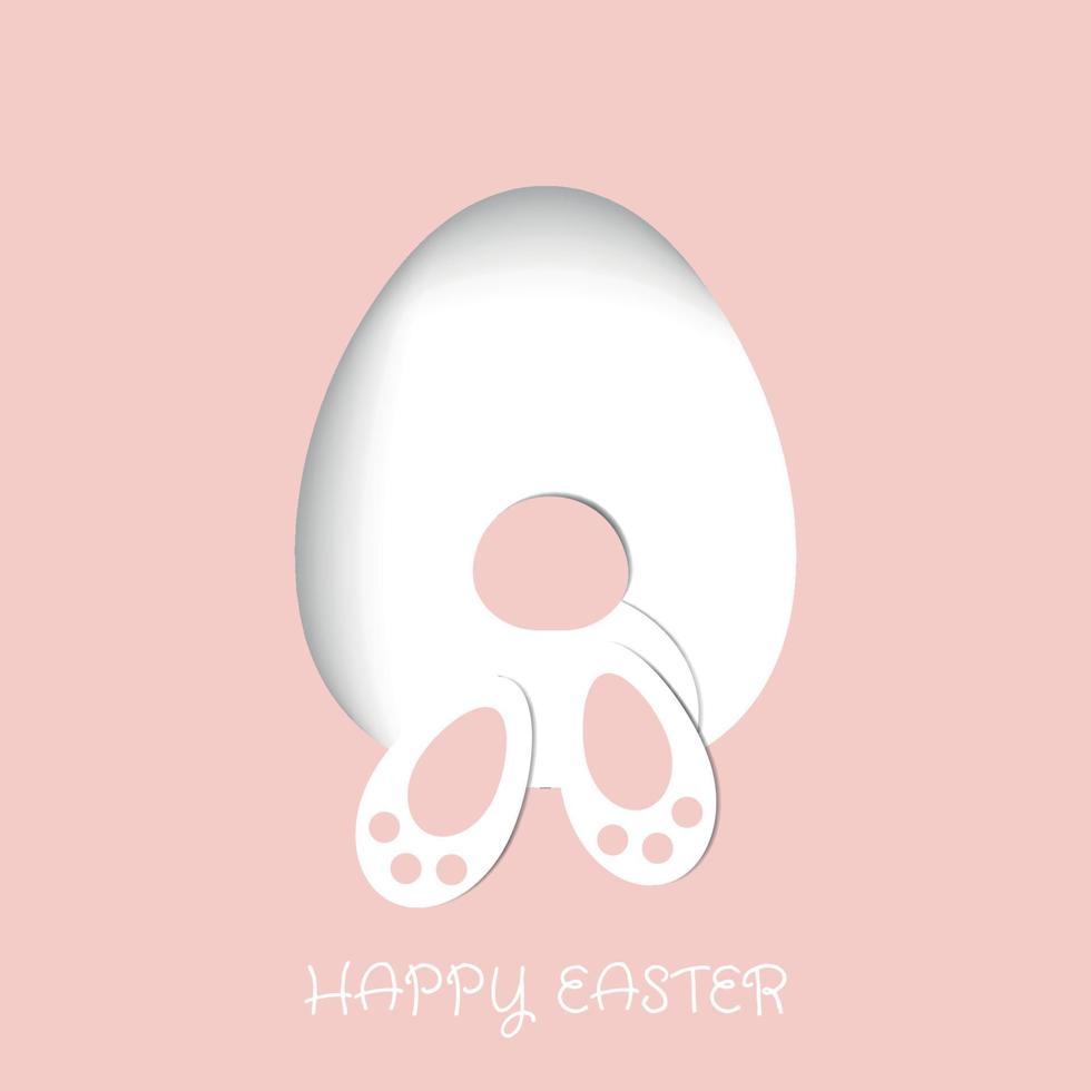 Ilustración de corte de papel abstracto 3d de conejo de Pascua colorido. feliz plantilla de tarjeta de felicitación de Pascua. vector