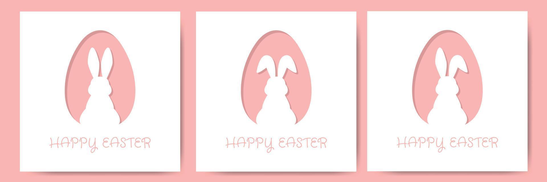 Paper easter egg shape with bunny silhouette. Easter rabbit inside egg. vector