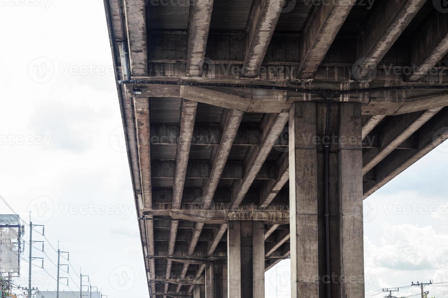 Elevated highway structure and concrete pillar in Bangkok city photo