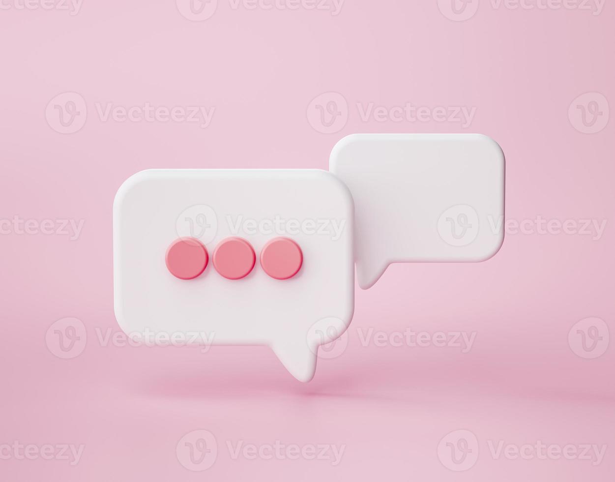 Chat bubbles or speech bubble icon website ui on pink background 3d rendering illustration photo