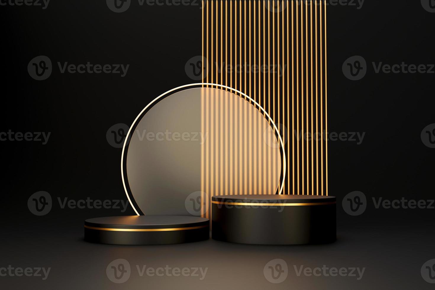 Black and gold luxury podium pedestal product display background 3d rendering photo