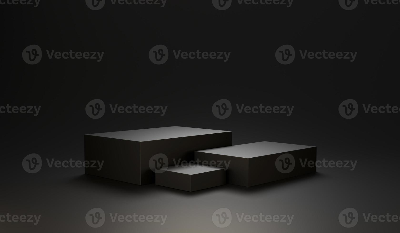 Empty winner Black podium pedestal product display stand background 3d rendering photo