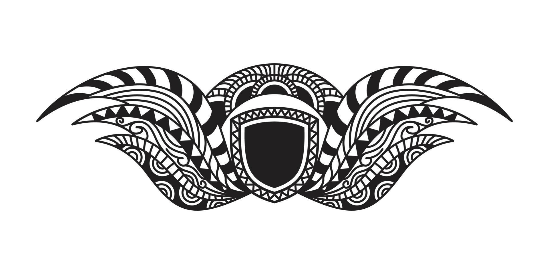 elegant ethnic wing shield vector