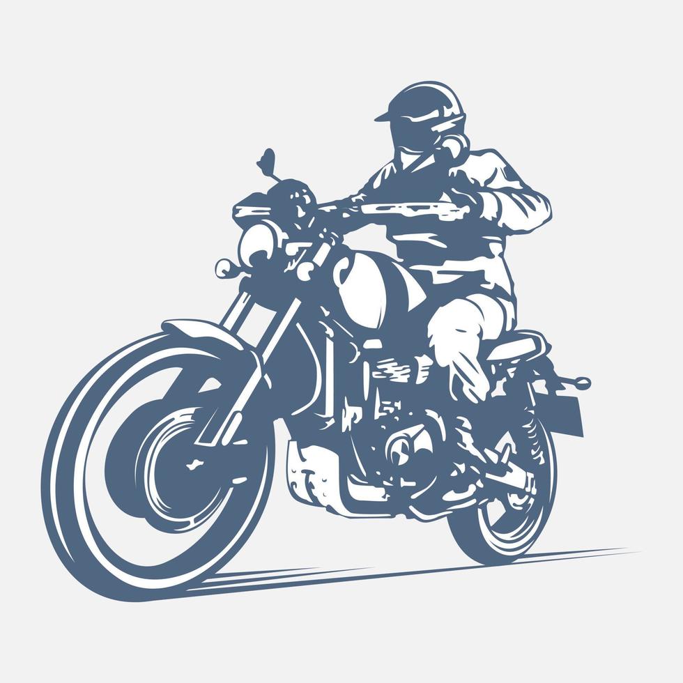 Vintage vector illustration of touring man riding a motorbike