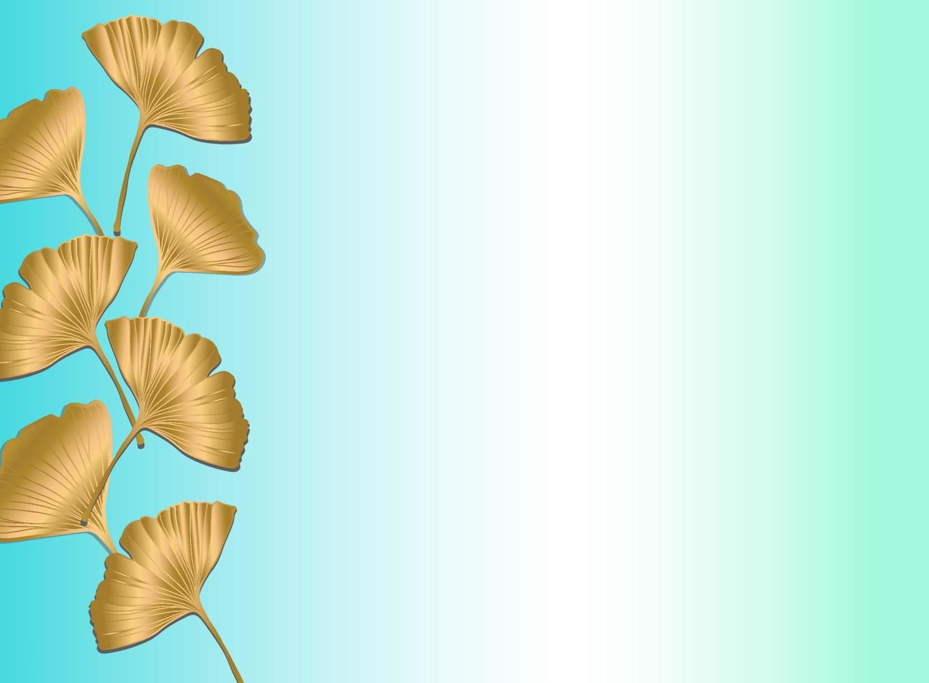 Vector banner of ginkgo biloba leaf. ink line art design. Ginkgo Biloba leaves. Copy Space