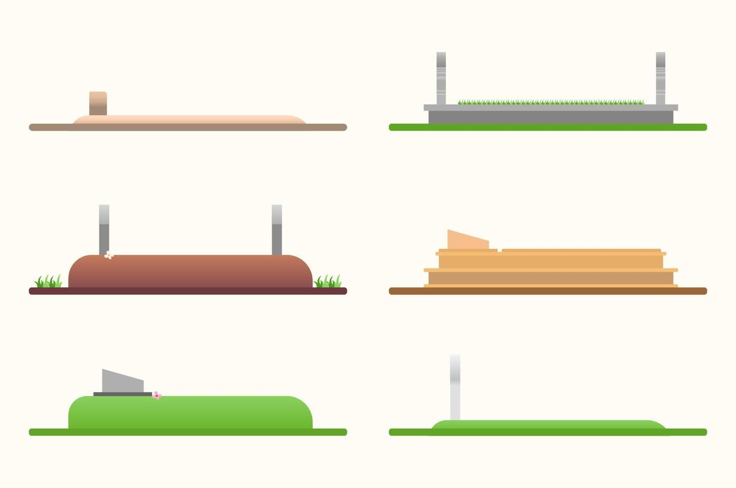 conjunto de cementerios musulmanes del cementerio islámico vector