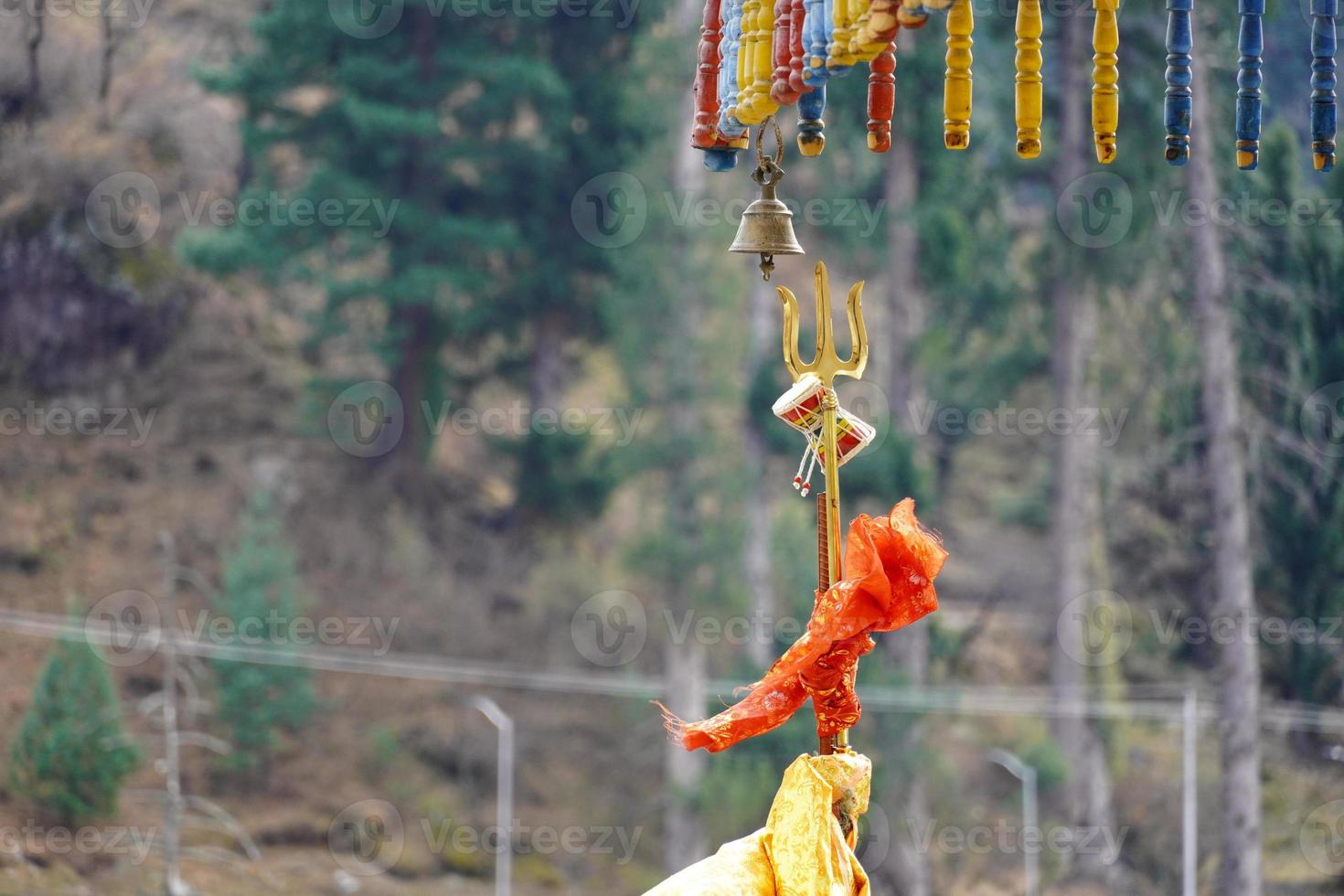Close view of shiva's trishul hindu god shiva symbol photo