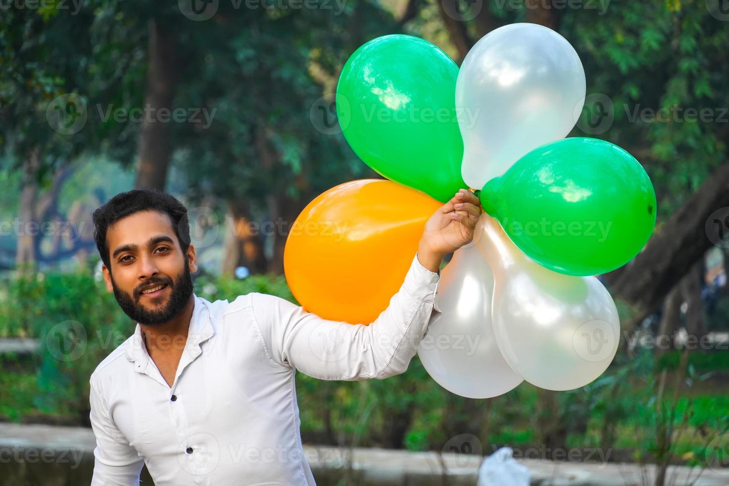 Indian Republic day image , 26 January . Indian Independence Day image with colorful balloons in colors of Indian flag photo