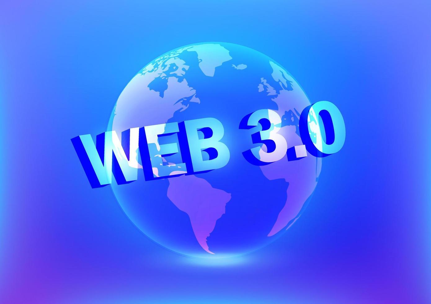 Web 3.0 concept, web 3.0 typography on blue background, new version website using blockchain technology, cryptocurrency, and NFT art. Vector illustration