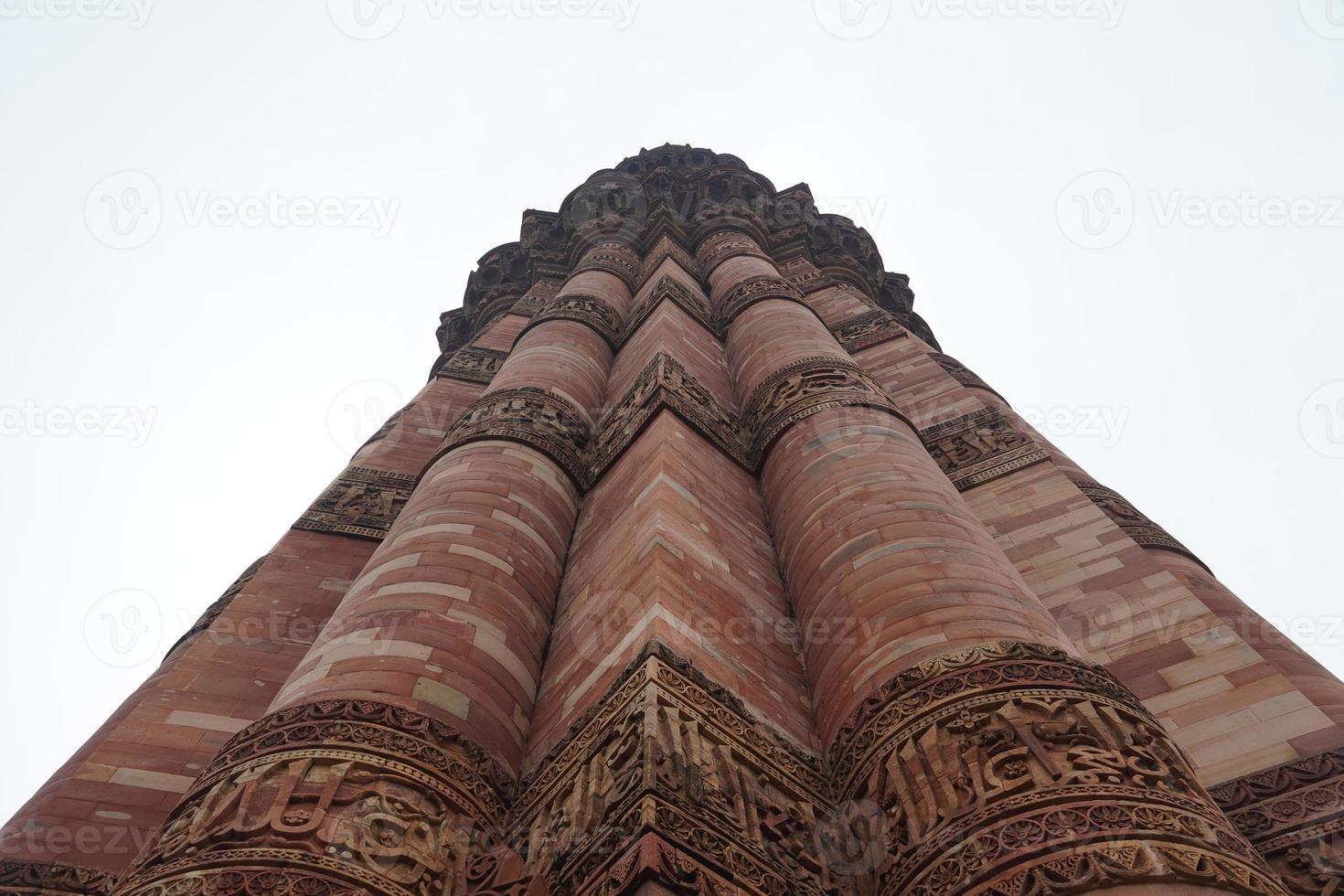 Closeup view of Qutub Minar- Qutab Minar Road, Delhi image photo