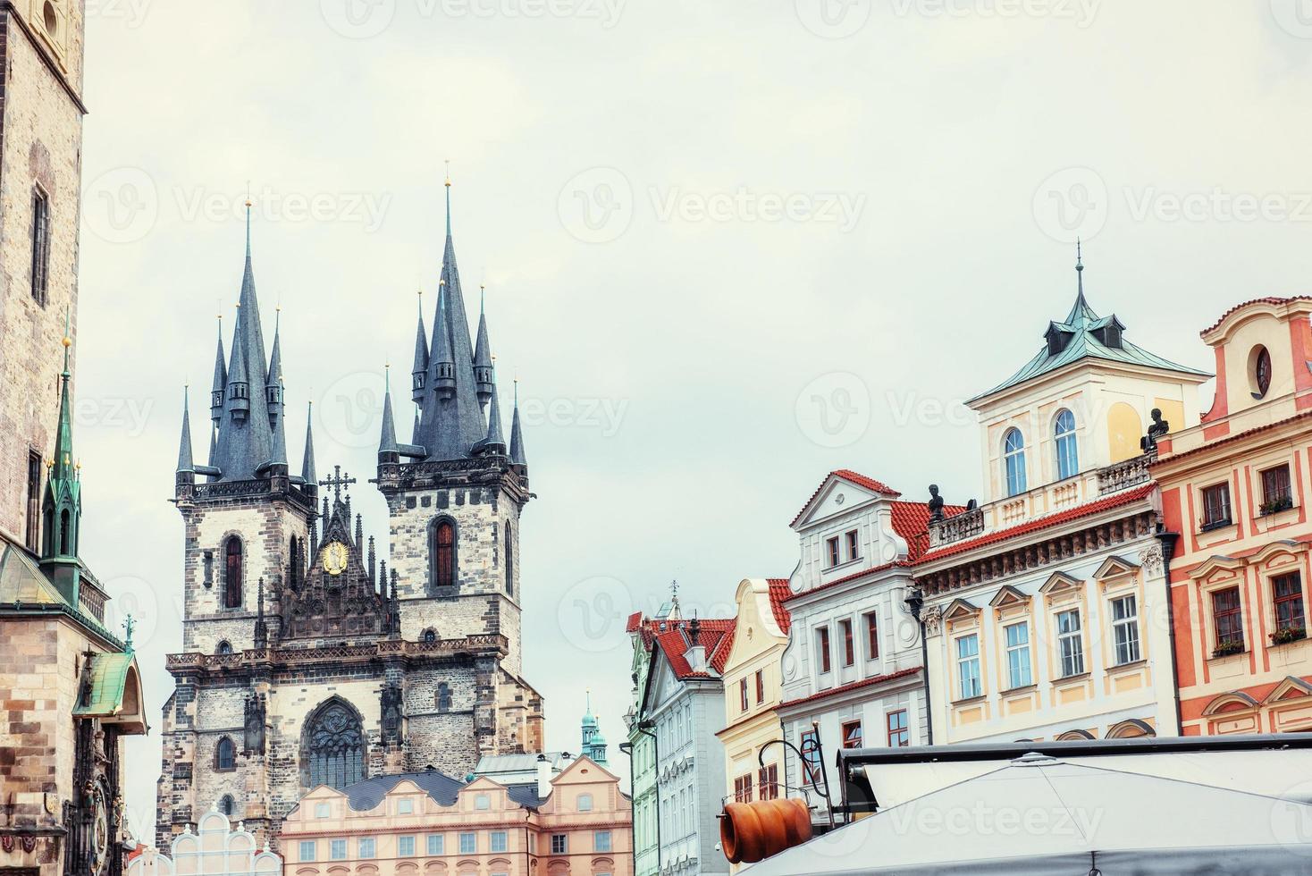 view of the Tyn Church in Prague. Czech Republic. photo