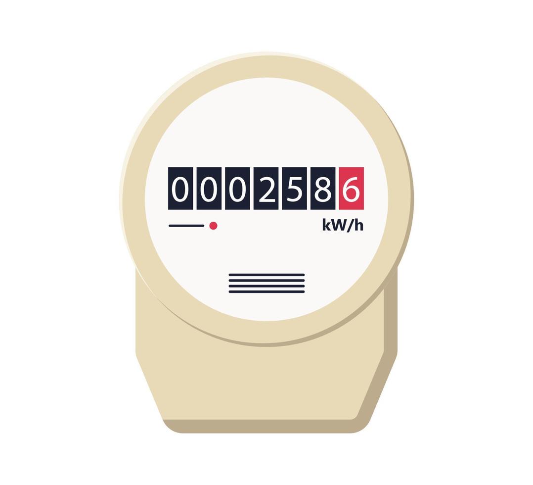 Electric meter. Automatic meter electric power. Household or industrial measuring equipment in flat style. Electricity consumption control. Vector illustration isolated on white background