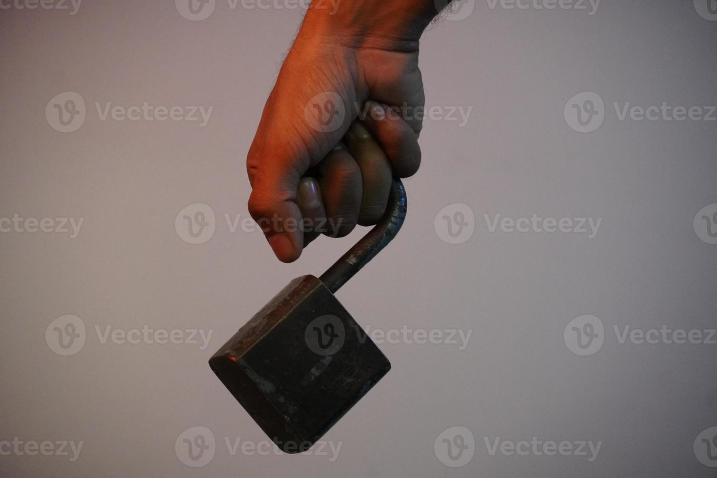 man with lock -security concept image photo