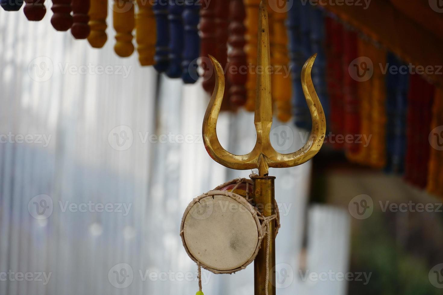 Close view of shiva's trishul hindu god shiva symbol photo