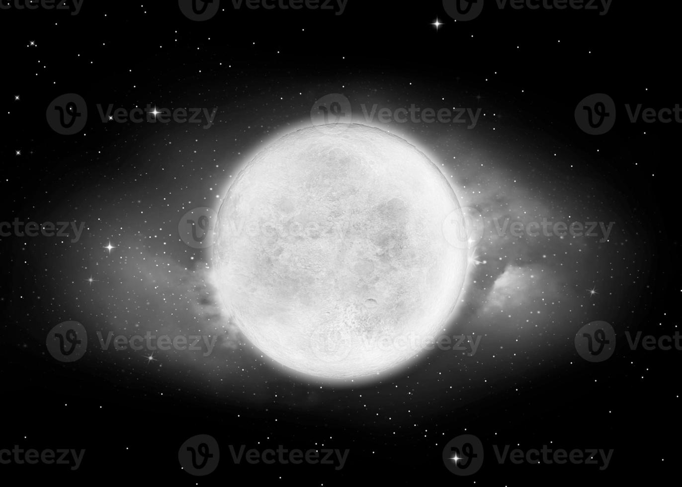 Moon and super black and white deep space. High resolution 3d render of phases of the moon. Background night sky with stars, moon and clouds. The image of the moon of incomparable beauty. photo