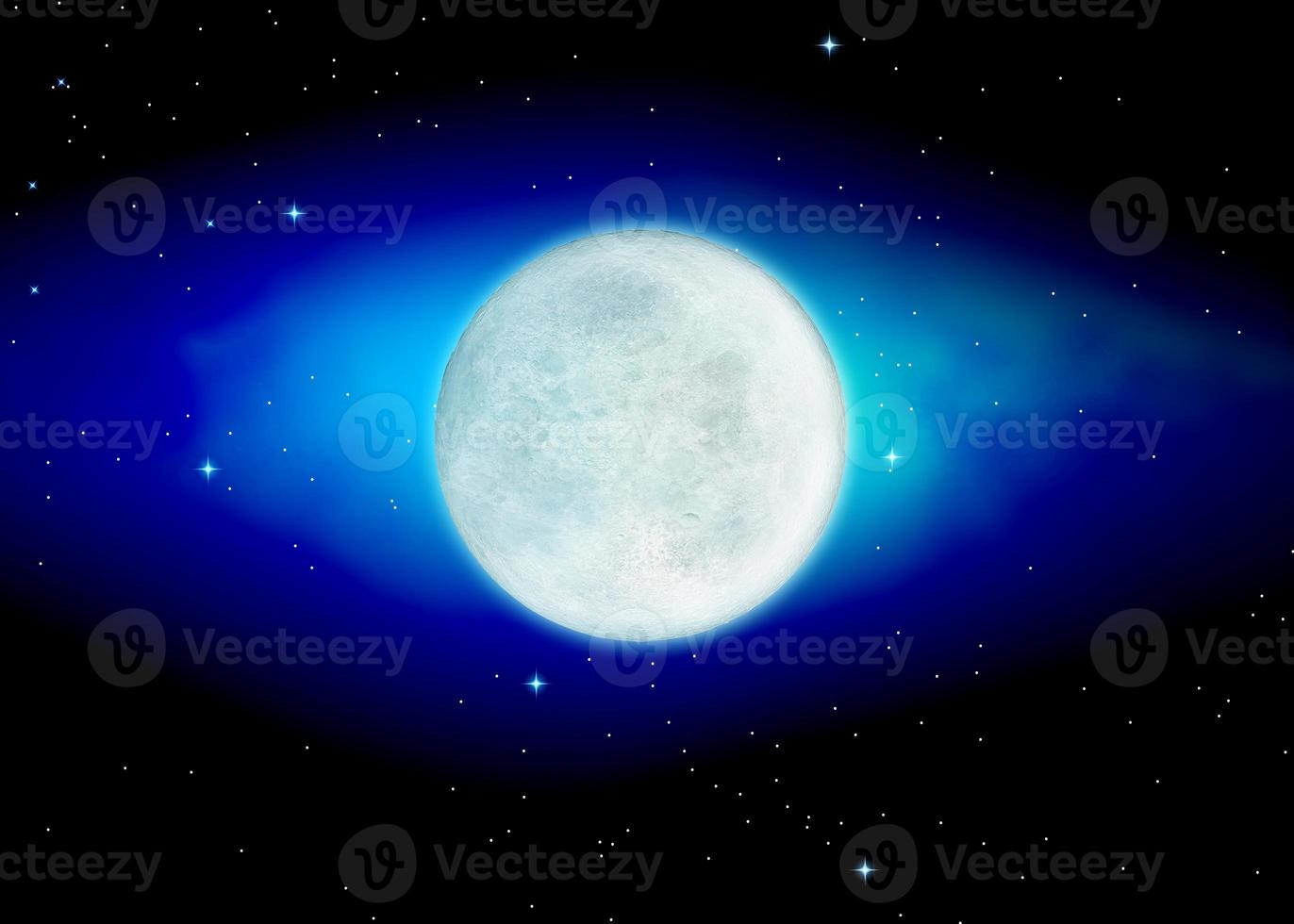 luna y espacio profundo súper azul. renderizado 3d de alta resolución de las fases de la luna. cielo nocturno de fondo con estrellas, luna y nubes. la imagen de la luna de incomparable belleza. foto