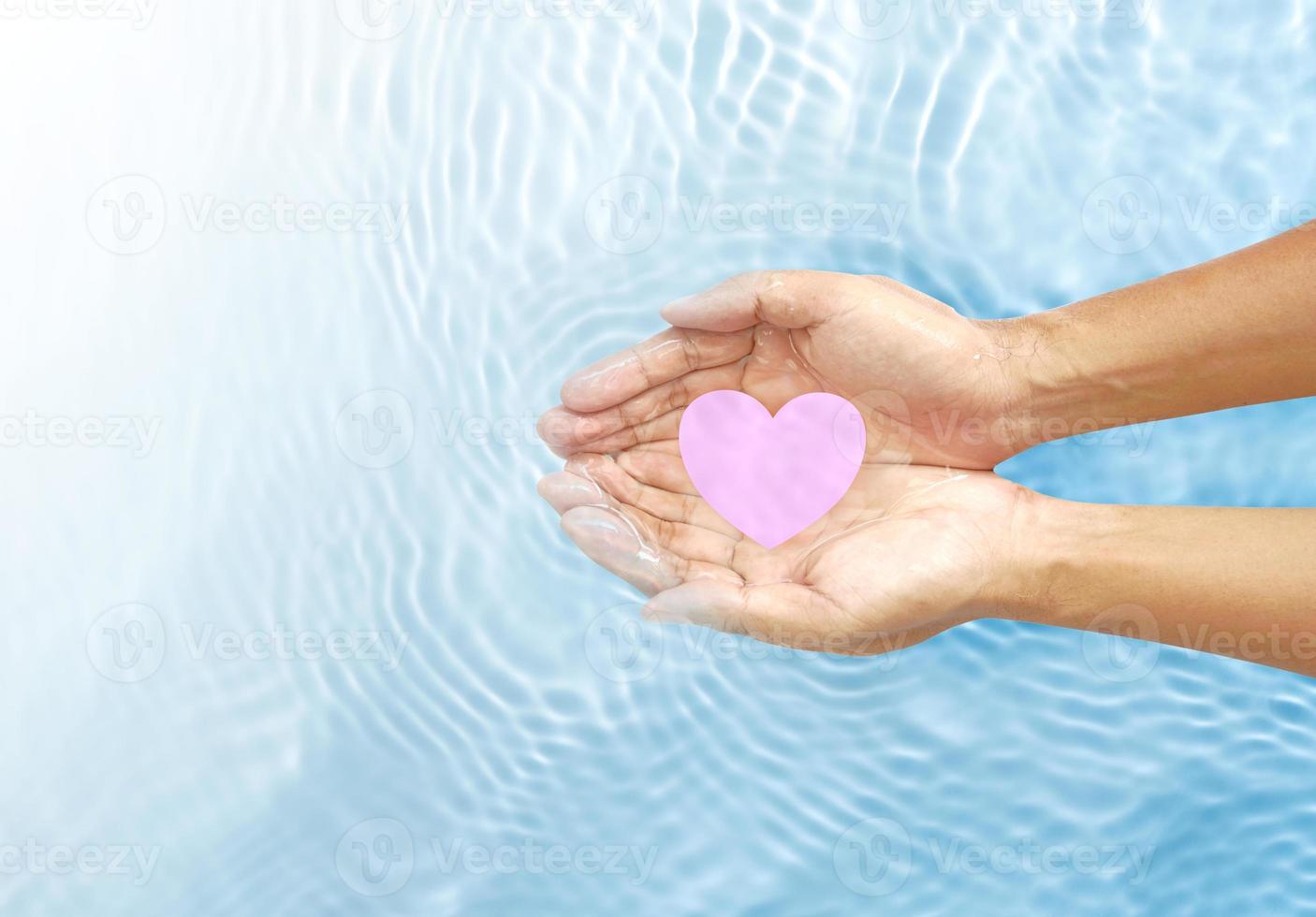 Hands on the surface of the water. photo