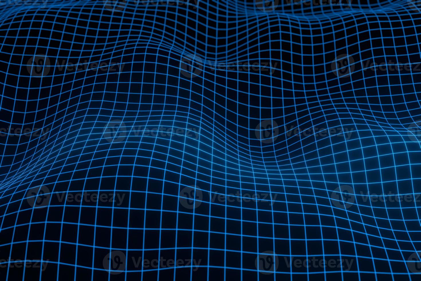Abstract geometric background with digital landscape or waves . Montain wireframe hologram 3 D rendering photo
