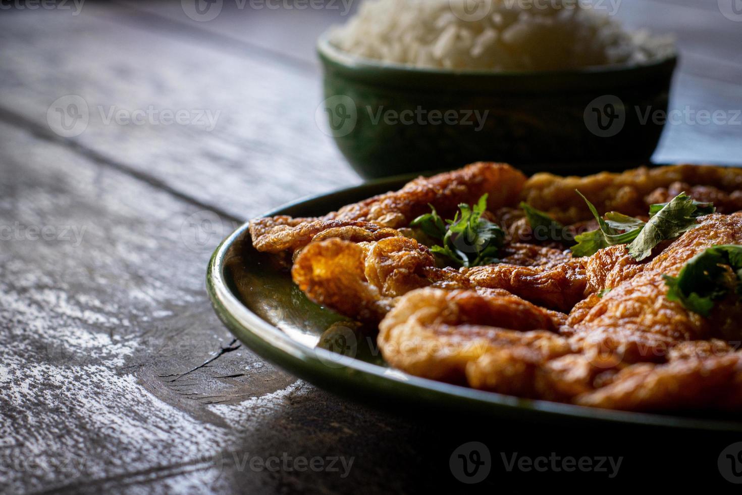 omelet in a plate on wooden table for advertisement. photo