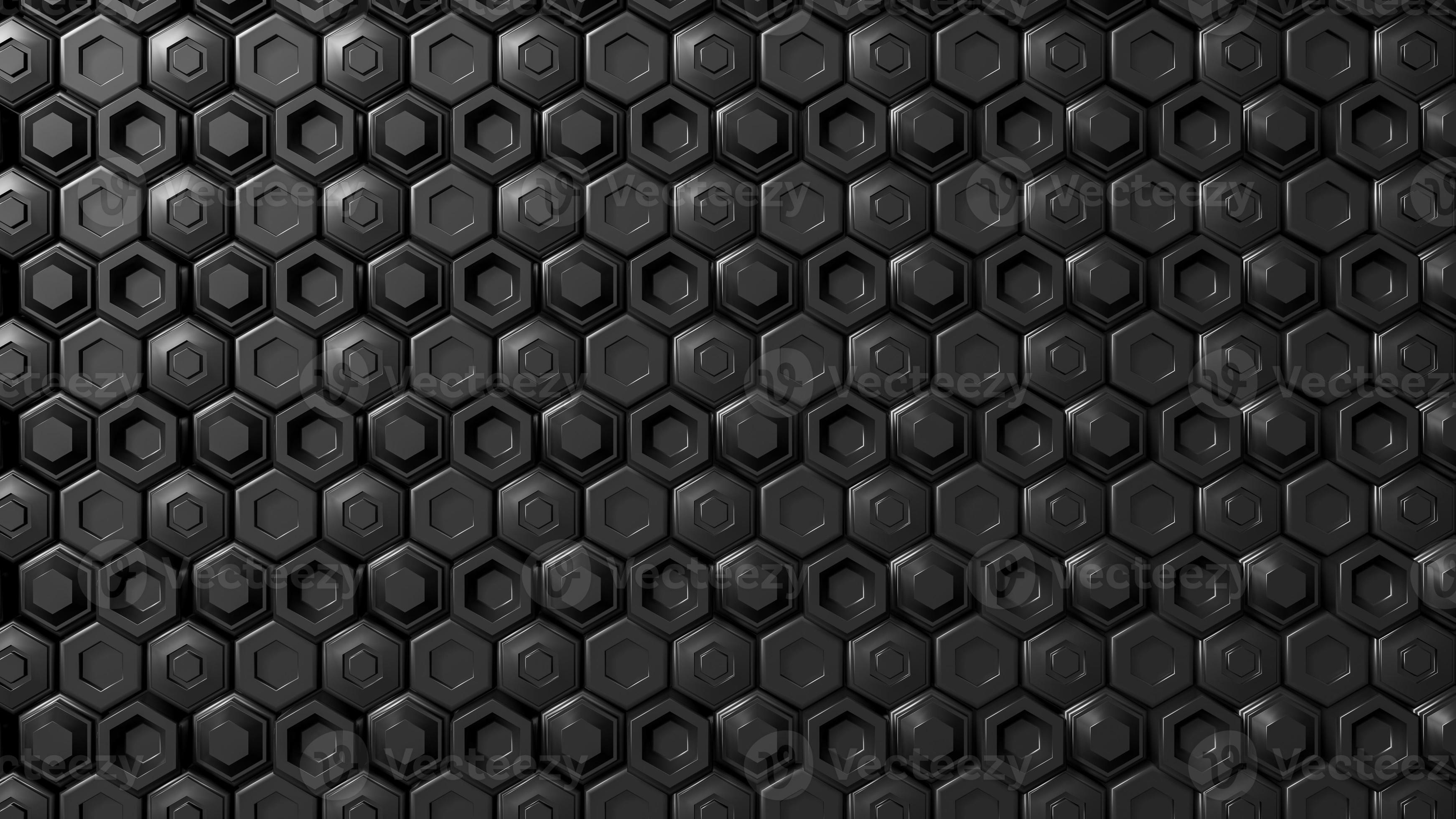 Abstract black hexagonal geometric layered. Futuristic hexagons surface