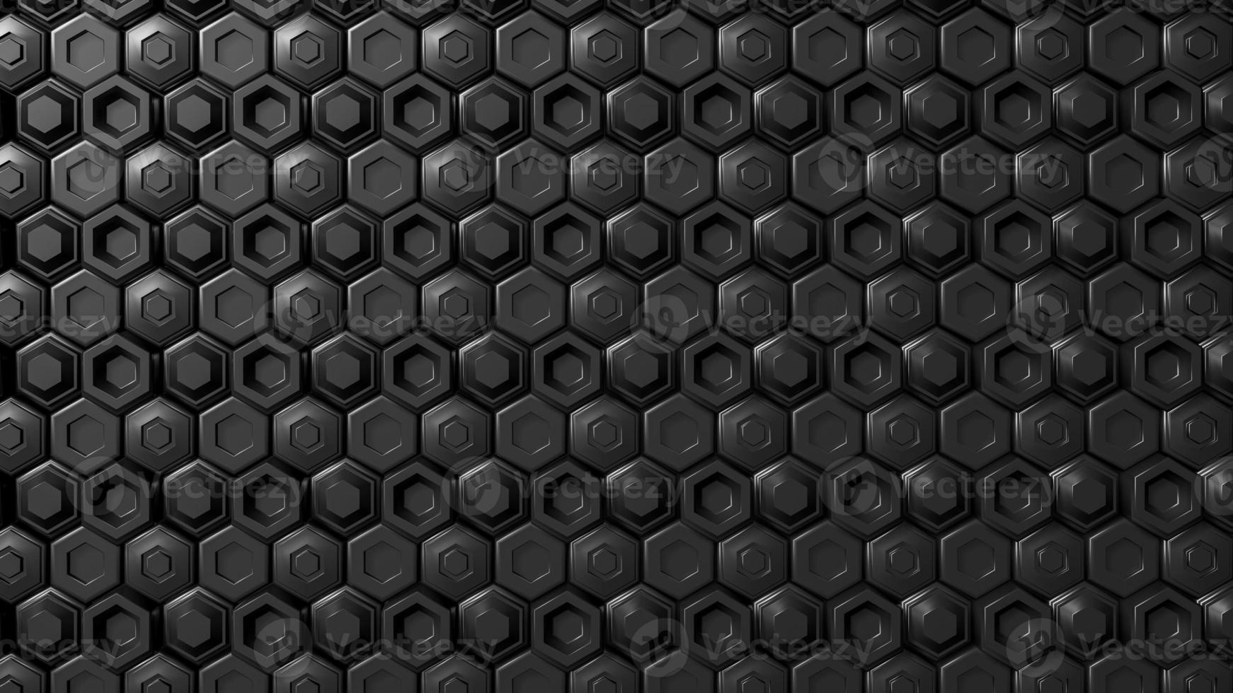 Abstract black hexagonal geometric layered. Futuristic hexagons surface. Future sci-fi concept background photo