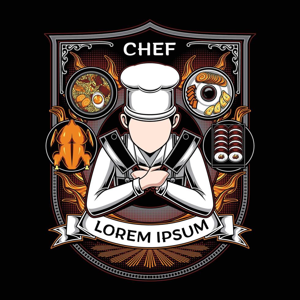 ilustración de maestro chef para diseño de camiseta vector