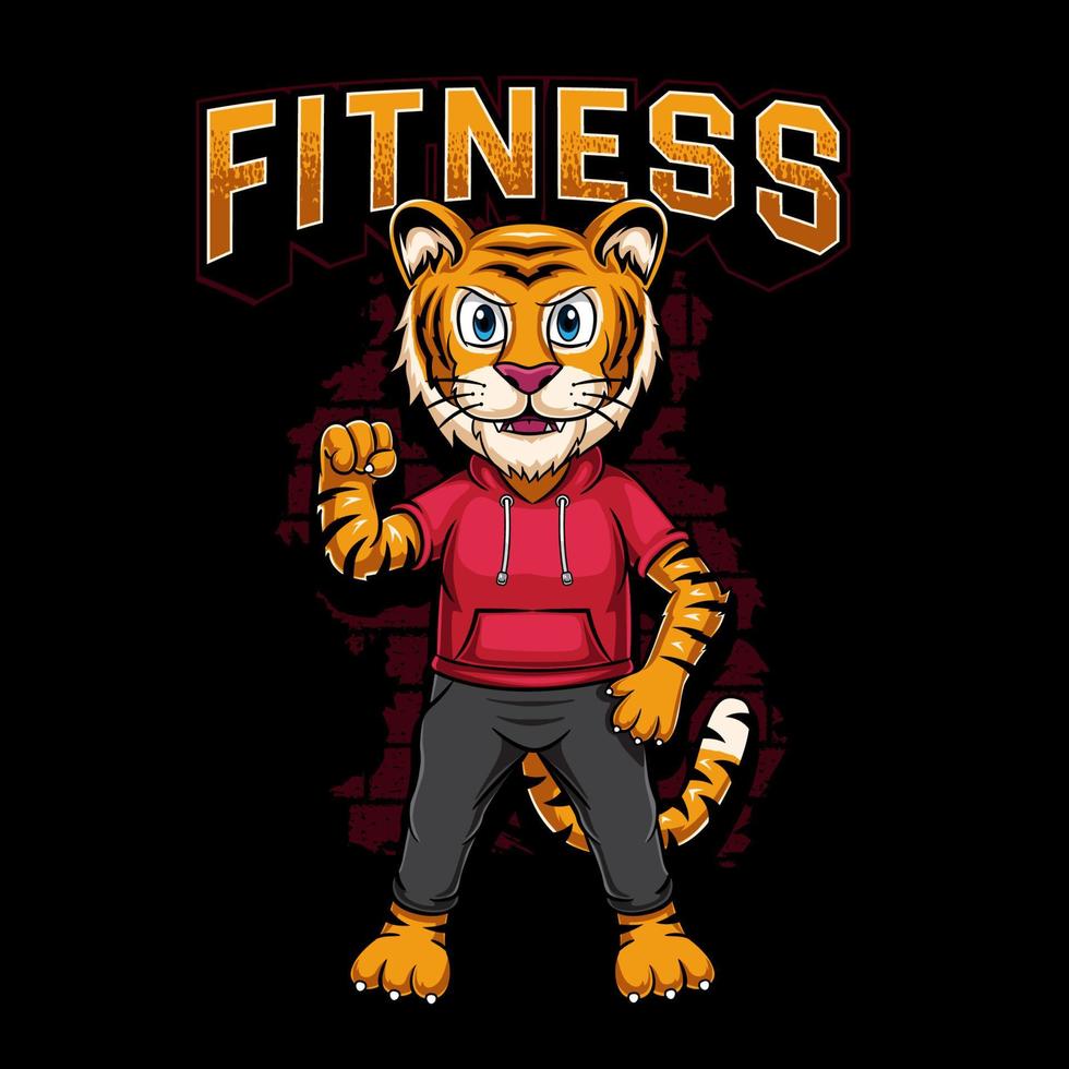 fitness de gimnasio, logotipo de ilustración de tigre o mascota vector