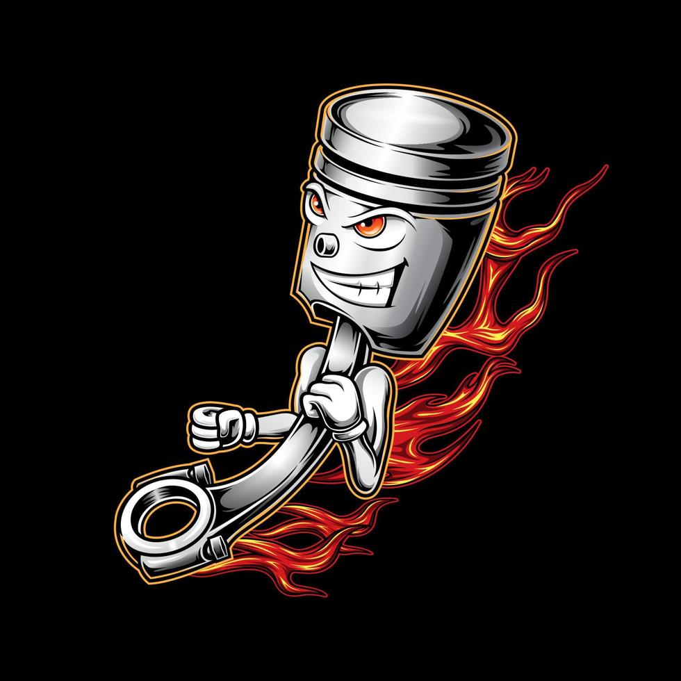 Piston illustration with flaming vector