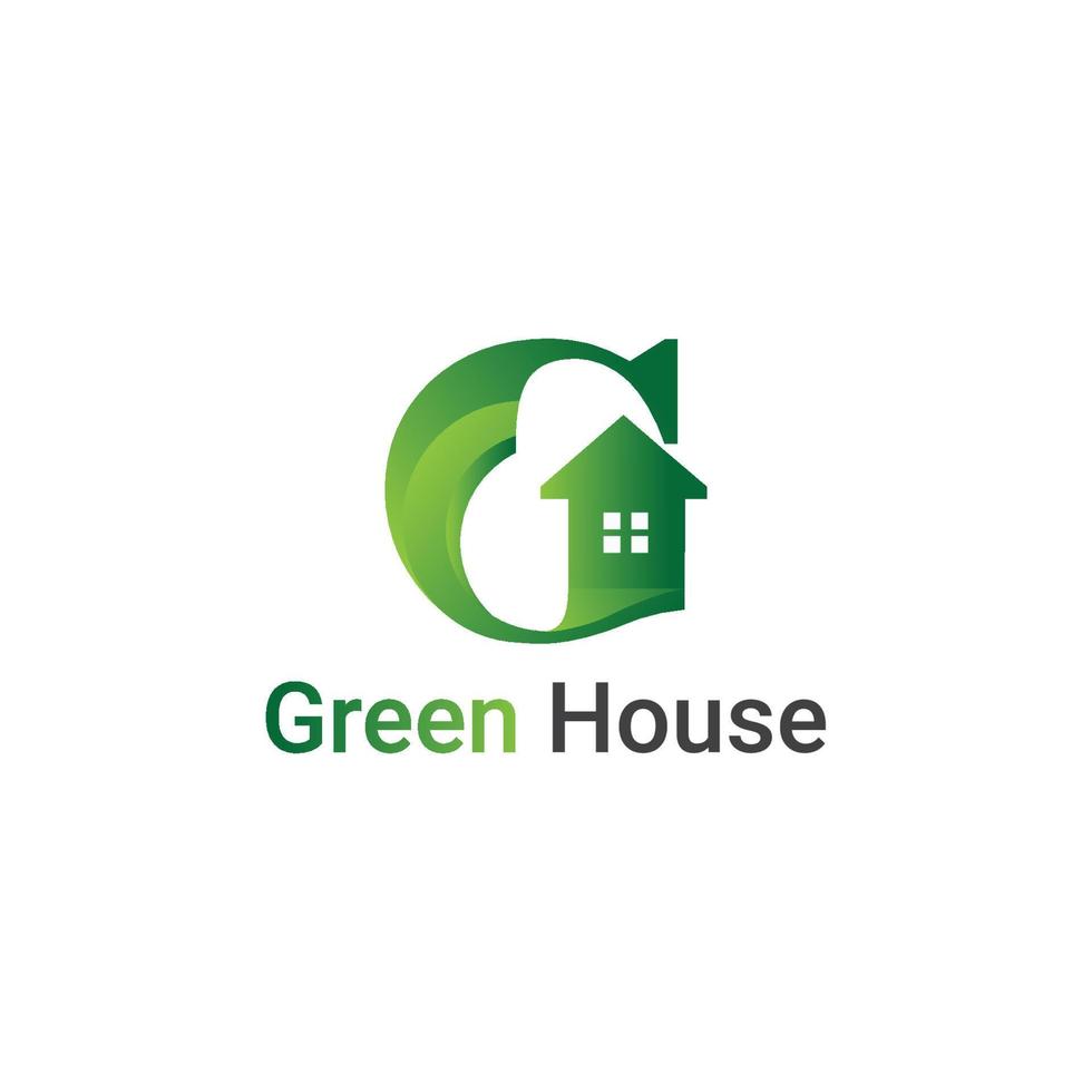 G Letter Green House Logo Design vector