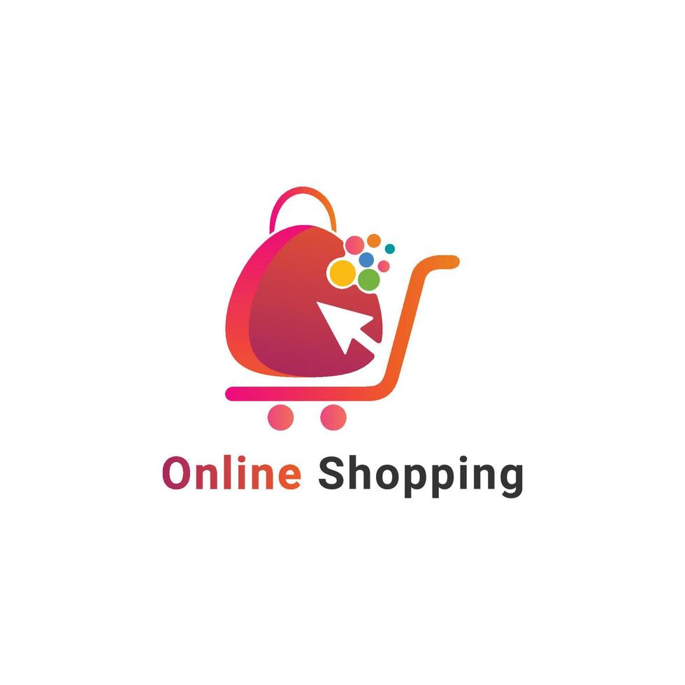 Online Shopping Logo Design with Bag and Pointer Combination vector