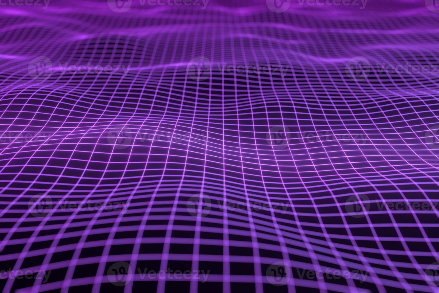 Abstract geometric background with digital landscape or waves . Montain wireframe hologram 3 D rendering photo
