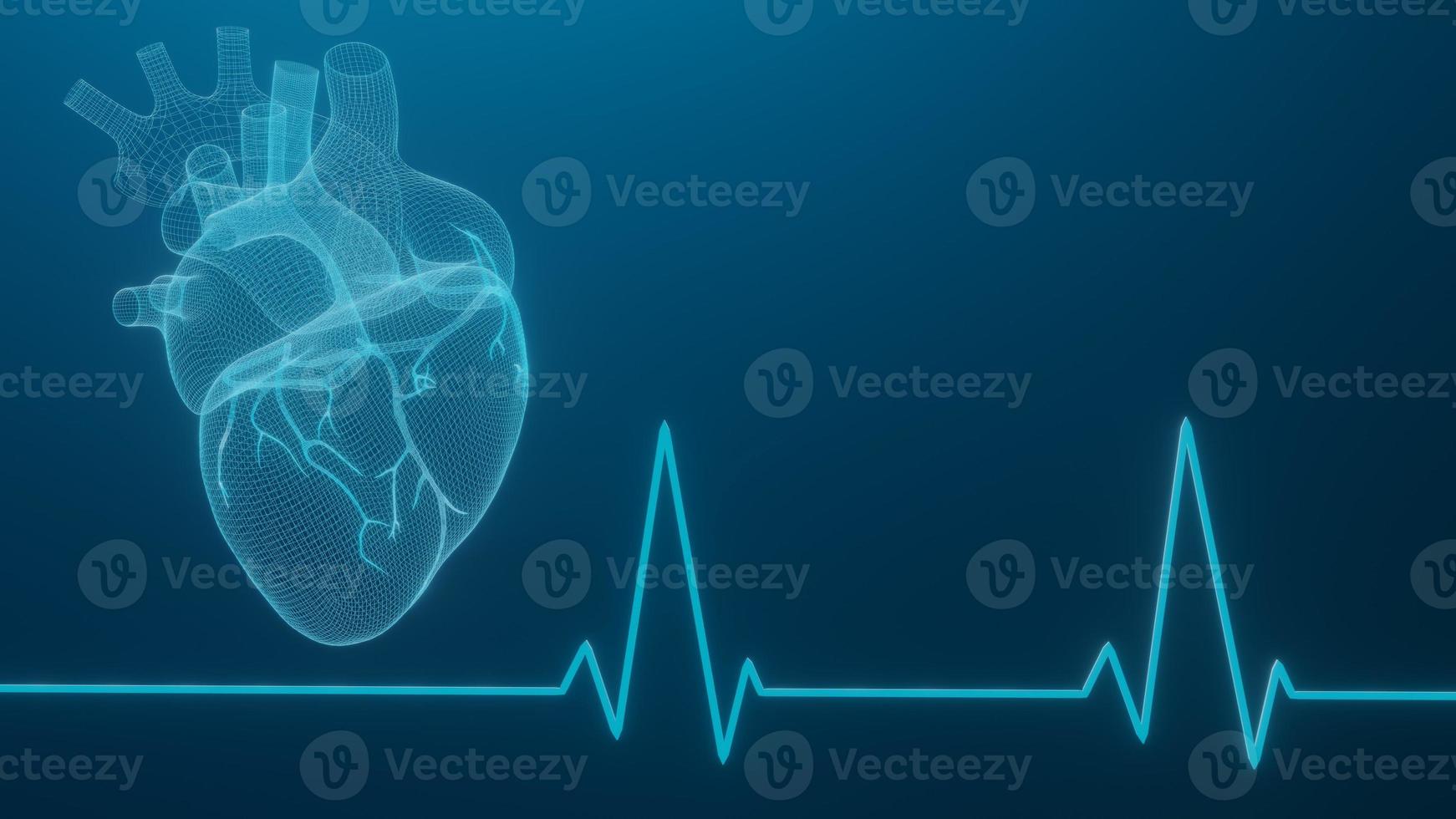 3D wireframe hearts render isolated white backgrounds, Abstract Heart icon form lines and triangles, point connecting network on blue background, 3d render photo