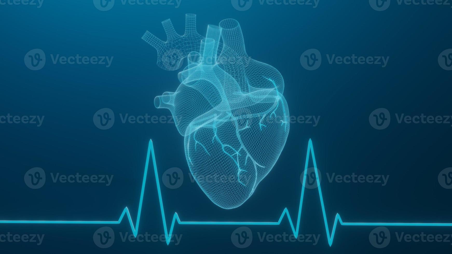 3D wireframe hearts render isolated white backgrounds, Abstract Heart icon form lines and triangles, point connecting network on blue background, 3d render photo