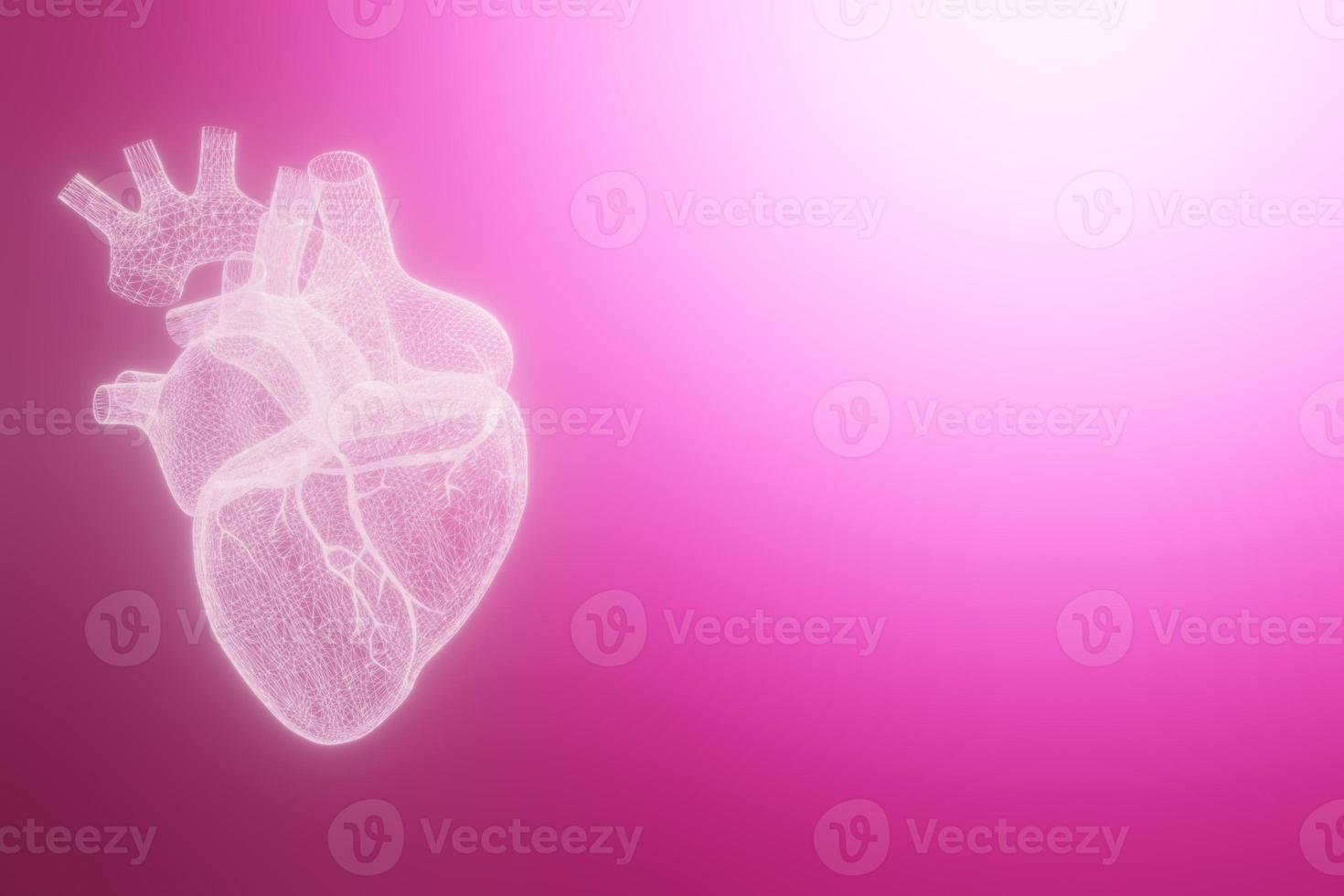 3D wireframe hearts render isolated white backgrounds, Abstract Heart icon form lines and triangles, point connecting network on blue background, 3d render photo