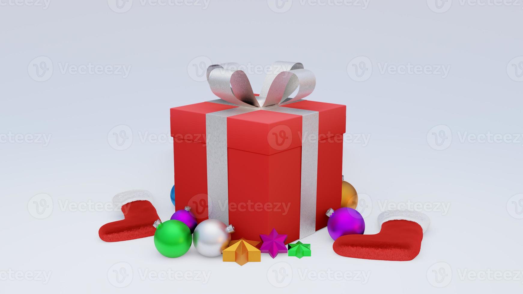 abstract christmas on full color background 3d rendering with many object christmas tree gift box snow man metallic gold ball,holiday christmas new year concept photo