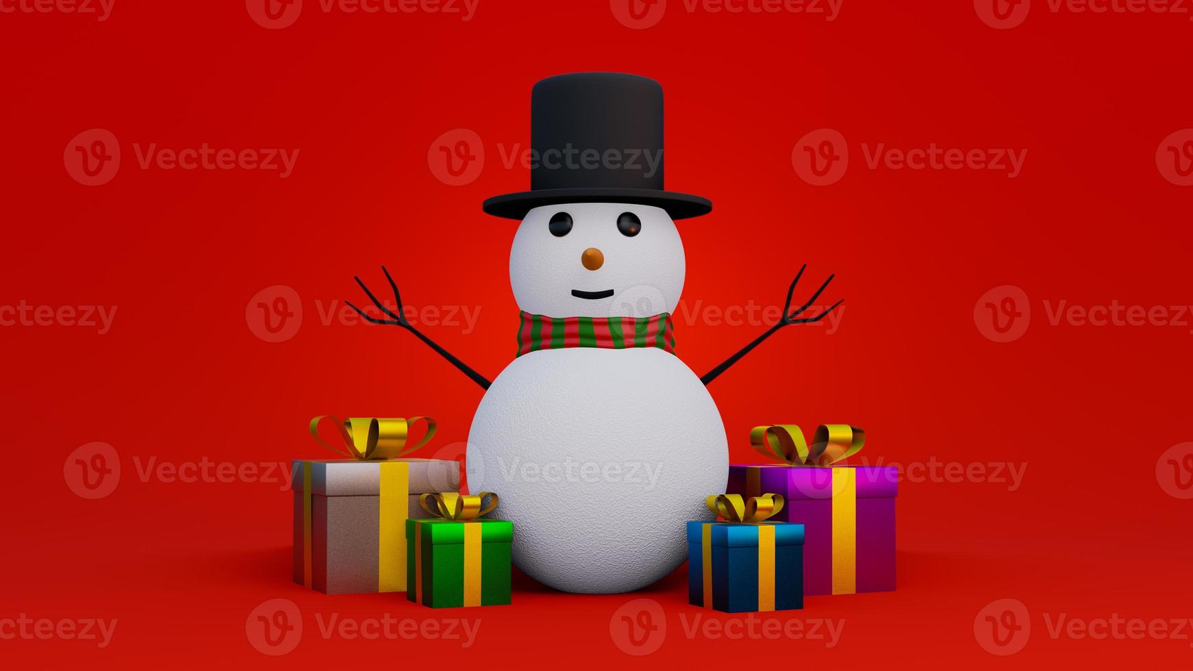 abstract christmas on full color background 3d rendering with many object christmas tree gift box snow man metallic gold ball,holiday christmas new year concept photo