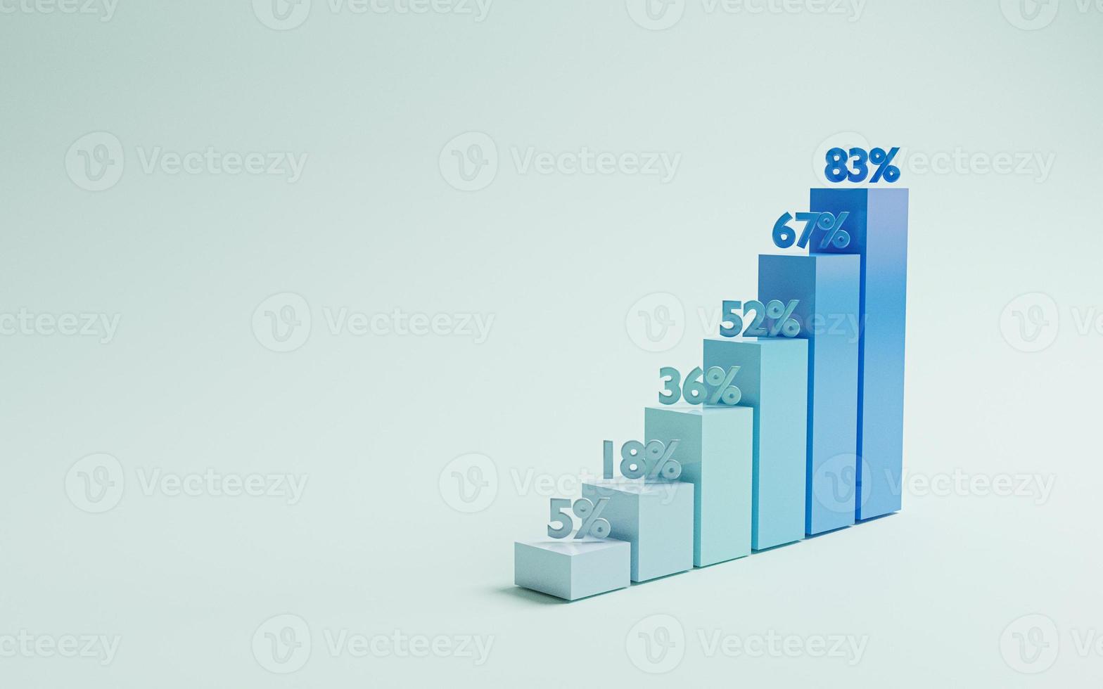 Increasing bar graph colour shading for investment trading on stock market and business growth concept by 3d render. photo