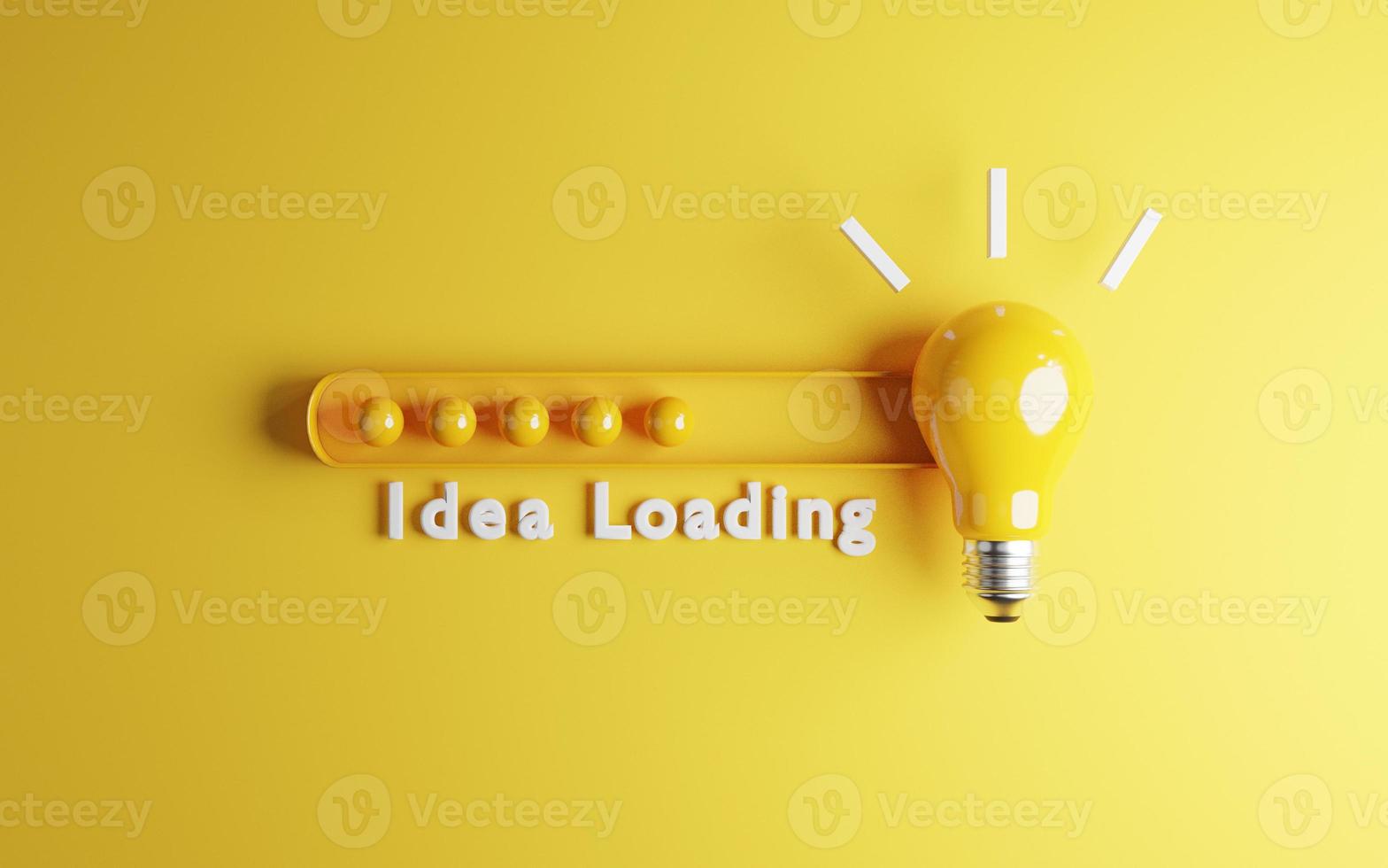 Yellow lightbulb with download bar or loading idea business concept  and progress by 3d render. photo