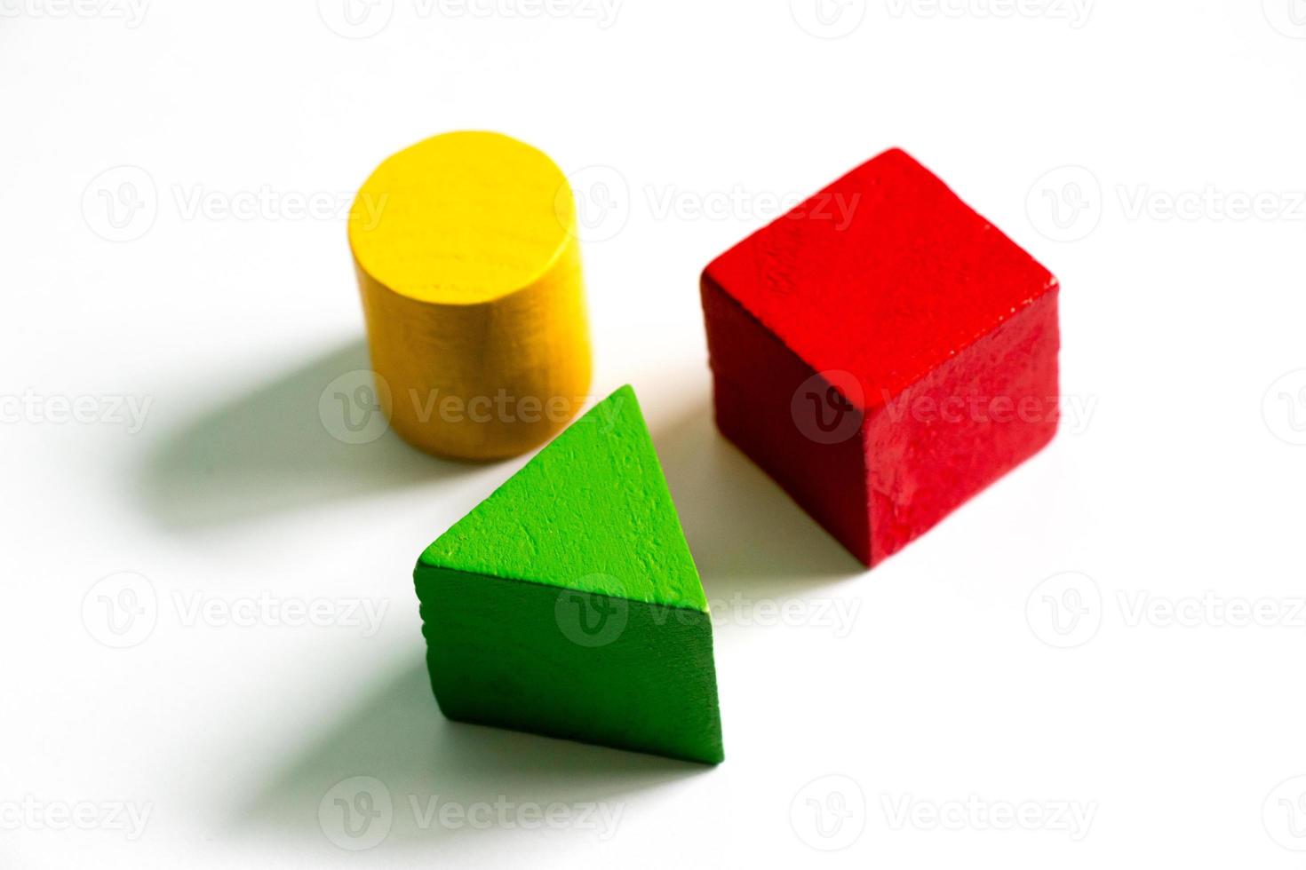 Set of colorful wooden shape toy  on white background photo