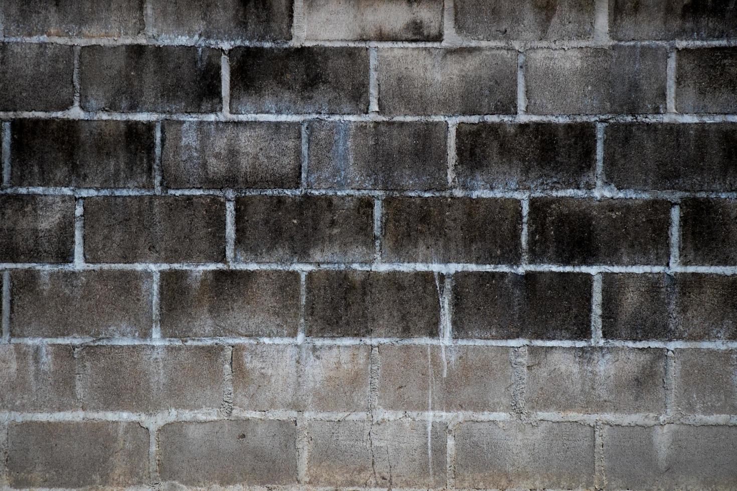 Black stain on white brick concrete wall background photo